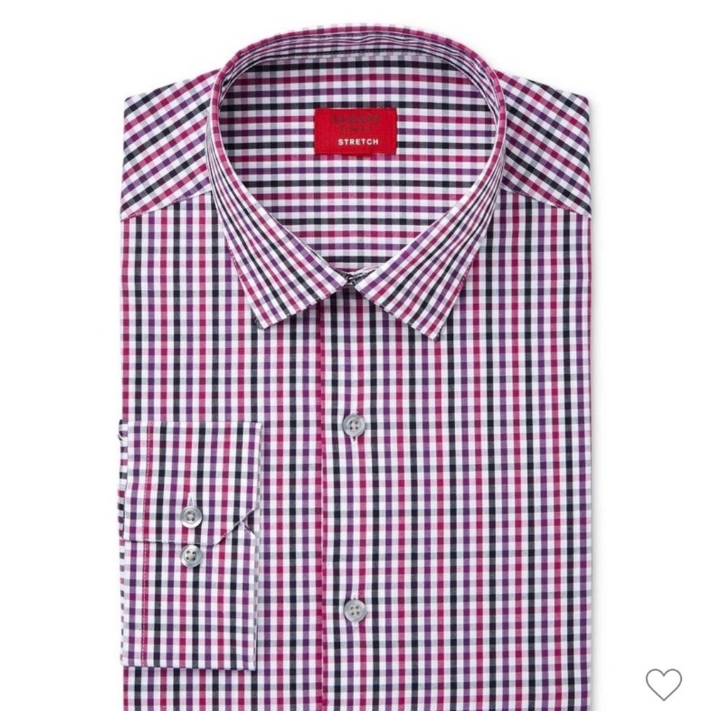 Men's Alfani Slim Fit Stretch Button Down Shirt - Red and Blue